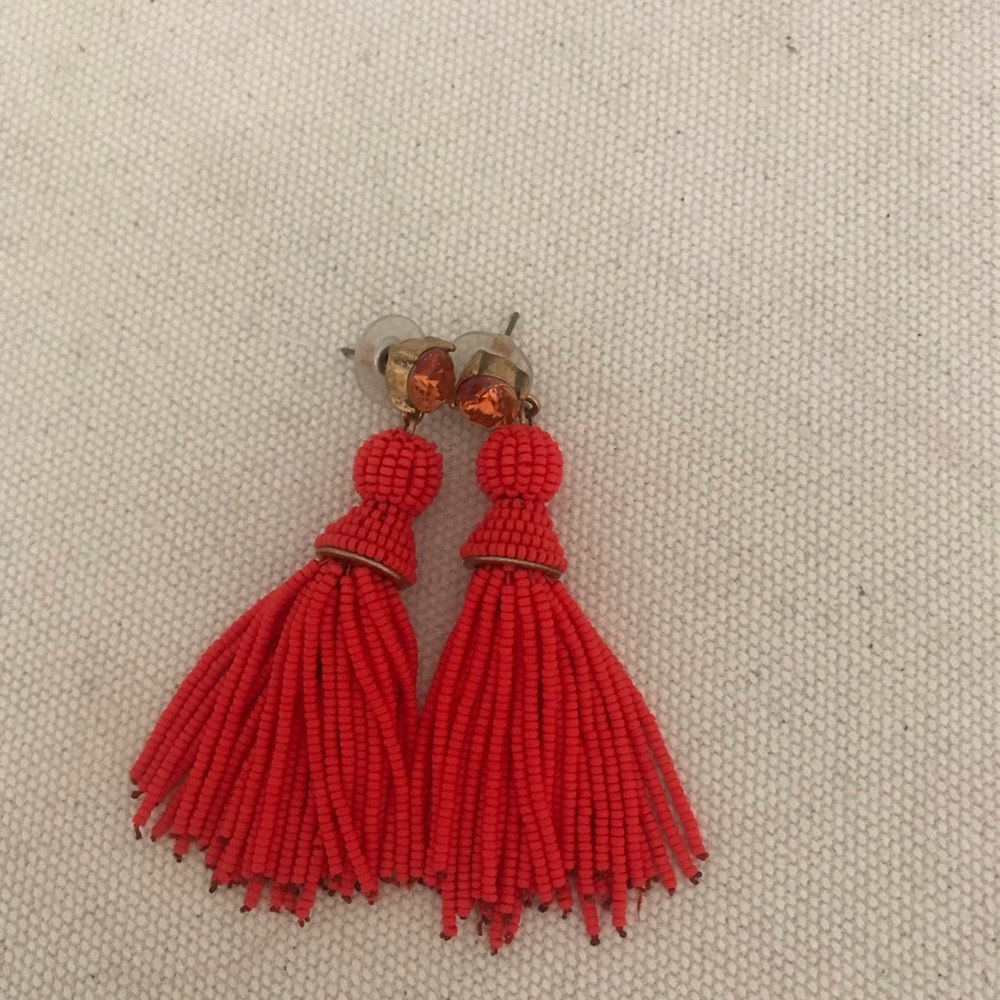 J. Crew statement drop earrings. Beaded. Red. NWOT